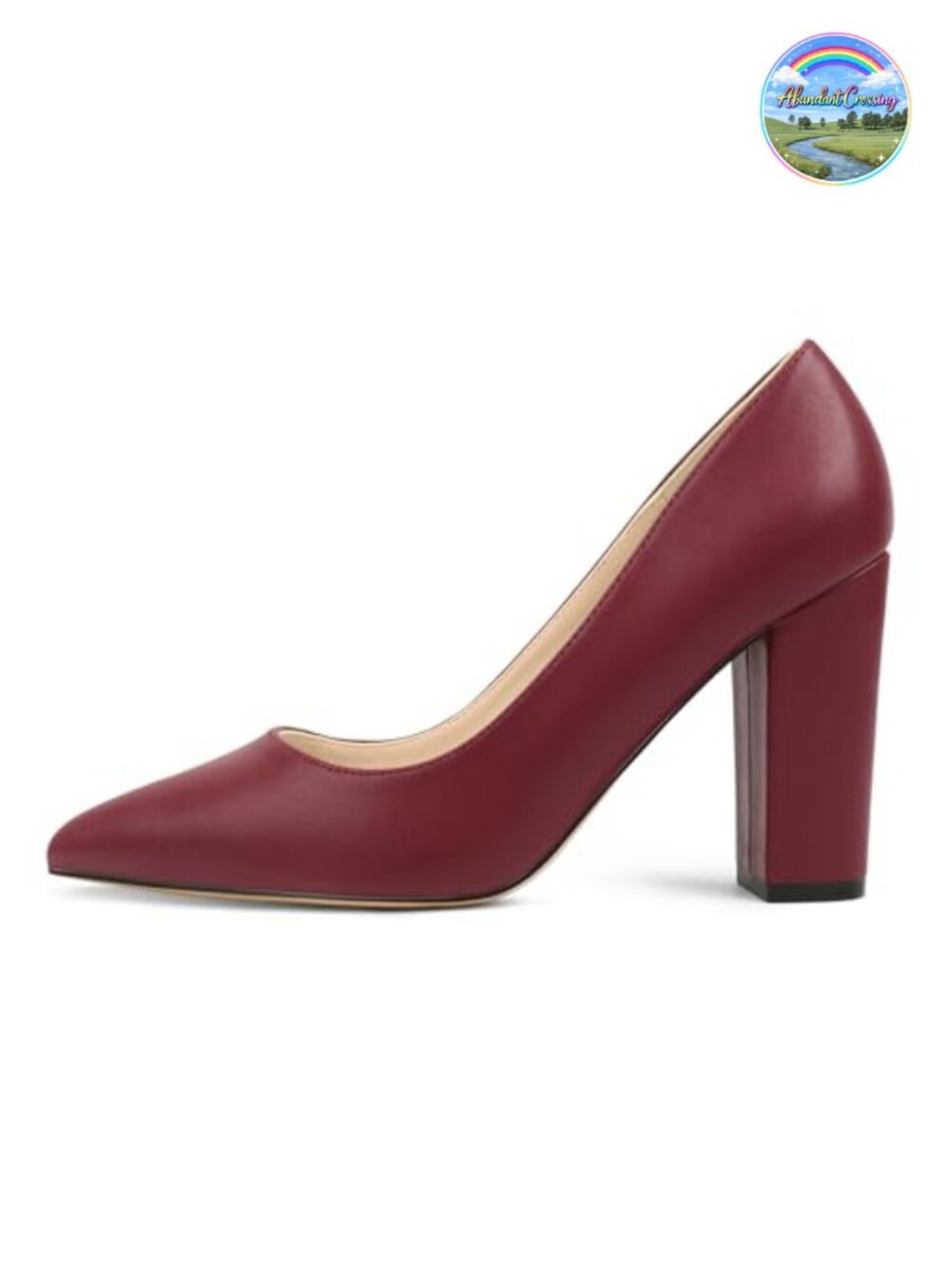 Women's Chunky Block Heel Pointed Toe Pump Shoes Business Casual